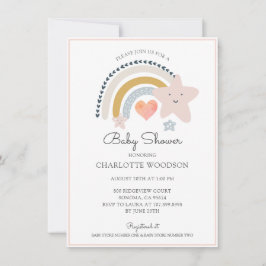 Invitación a Baby Shower de Chica de corazón rosad