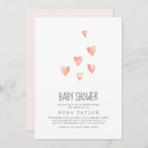 Invitación a Baby Shower de Chica de Corazones de 