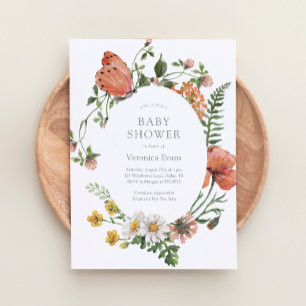 Invitación a Baby Shower de Chica de flores silves