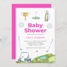 Invitación a Baby Shower de Chica de golf