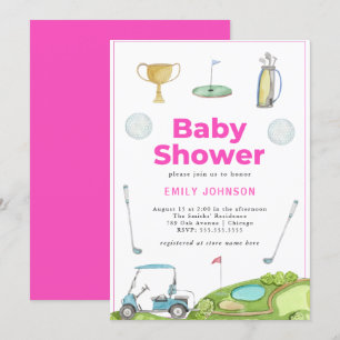 Invitación a Baby Shower de Chica de golf