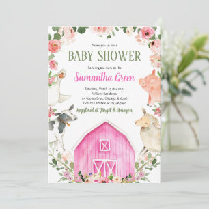 Invitación a Baby Shower de Chica de granja