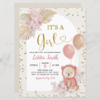 Invitación a Baby Shower de Chica de Grass Boho Pa