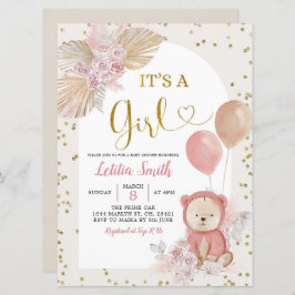 Invitación a Baby Shower de Chica de Grass Boho Pa