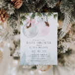 Invitación a Baby Shower de Chica de invierno<br><div class="desc">Invitación a Baby Shower del Chica de invierno. Diseñado con ornamentos de color agua de color rosa suave de Navidad. Artículos coincidentes en el diseño del Fiesta Cava de nuestra tienda.</div>