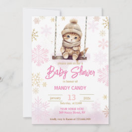 Invitación a Baby Shower de Chica de invierno con 