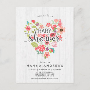 Invitación a Baby Shower de Chica de la madera bla