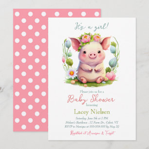 Invitación a Baby Shower de Chica de lechón