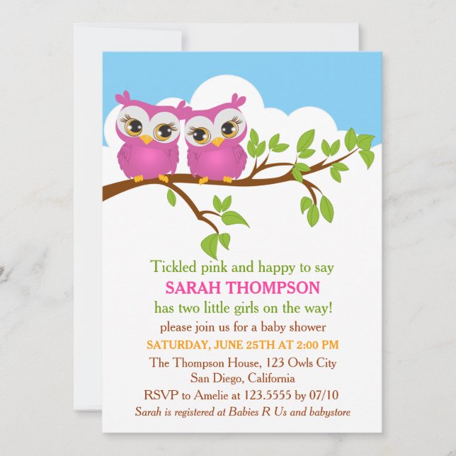 Invitación a Baby Shower de Chica de lechones dulc (Anverso)
