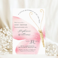 Invitación a Baby Shower de Chica de mariposa pequ