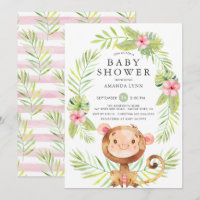 Invitación a Baby Shower de Chica de monos dulces