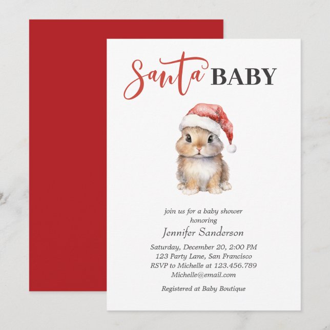 Invitación a Baby Shower de Chica de Navidades de  (Anverso / Reverso)