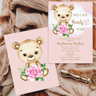 Invitación a Baby Shower de Chica de Oso de Teddy