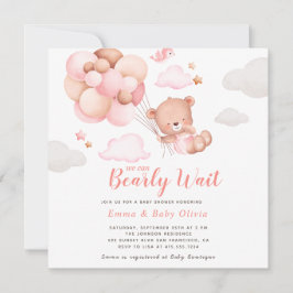 Invitación a Baby Shower de Chica de Oso de Teddy