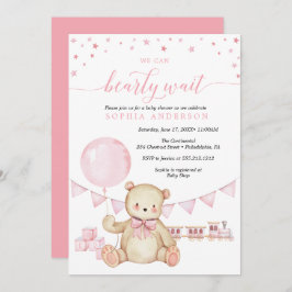 Invitación a Baby Shower de Chica de Oso de Teddy