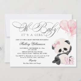 Invitación a Baby Shower de Chica de Panda