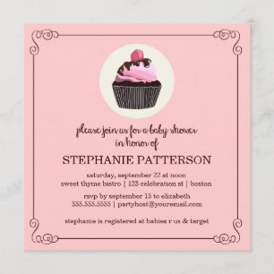 Invitación a Baby Shower de Chica de pastel de azú