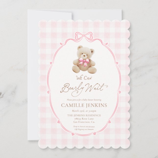 Invitación a Baby Shower de Chica de plástico rosa (Anverso)