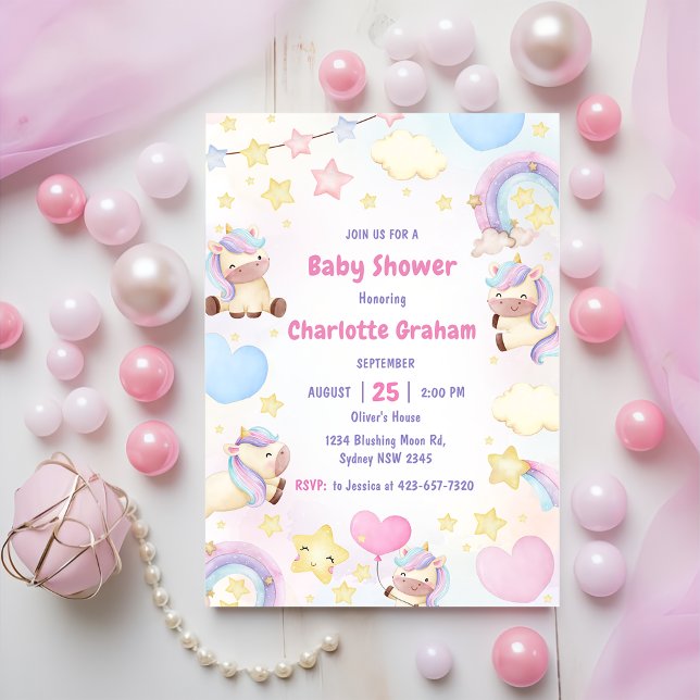 Invitación a Baby Shower de Chica de Rainbow Unico (Subido por el creador)
