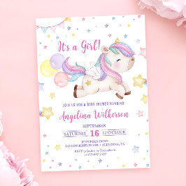 Invitación a Baby Shower de Chica de Rainbow Unico