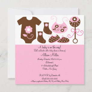 Invitación a Baby Shower de Chica de ropa de bebé