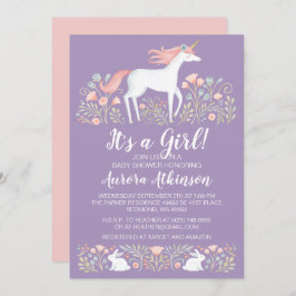 Invitación a Baby Shower de Chica de Unicorn