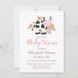 Invitación a Baby Shower de Chica de vaca floral r
