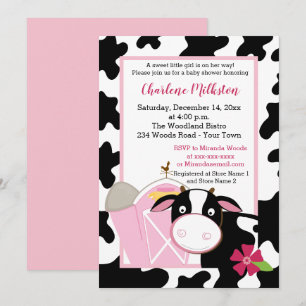 Invitación a Baby Shower de Chica de vaca lechera