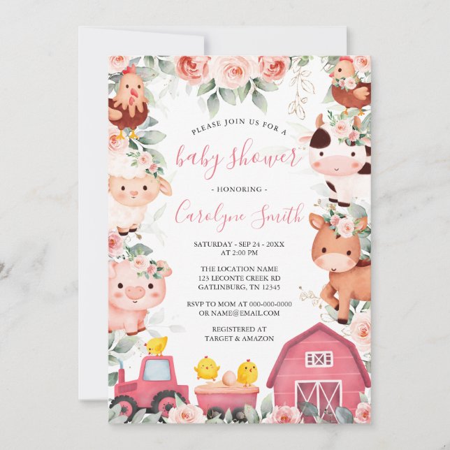 Invitación a Baby Shower de Chica EDITABLE (Anverso)