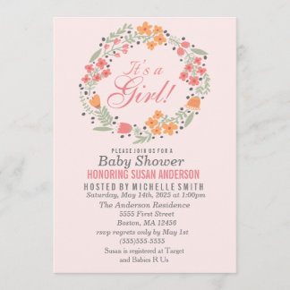 Invitación a Baby Shower de Chica floral