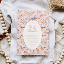 Invitación a Baby Shower de Chica Floral Rosa