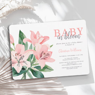 Invitación a Baby Shower de Chica Floral Rosa