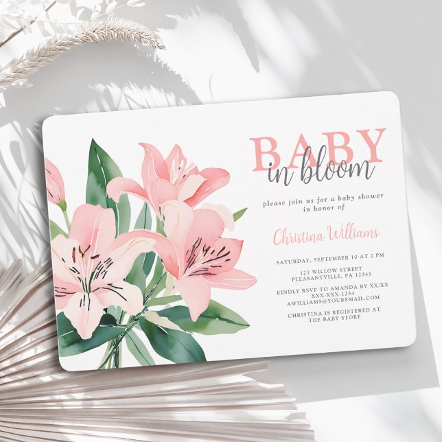 Invitación a Baby Shower de Chica Floral Rosa (Subido por el creador)