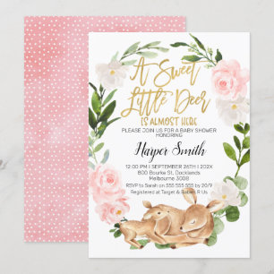 Invitación a Baby Shower de Chica Floral Wreath De