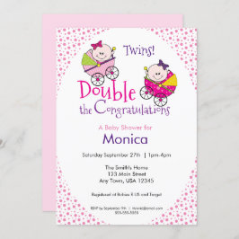 Invitación a Baby Shower de Chica gemelo