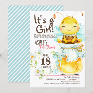 Invitación a Baby Shower de chica Honey Bee