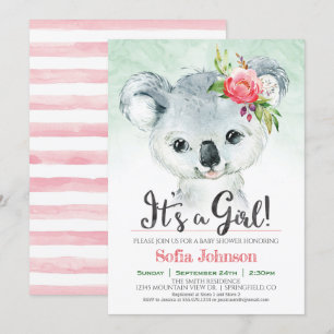 Invitación a Baby Shower de Chica Koala