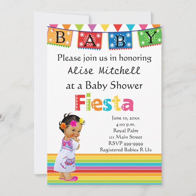 Invitación a Baby Shower de Chica mexicano (Anverso)