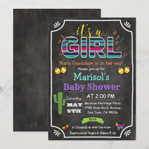 Invitación a Baby Shower de Chica mexicano Fiesta