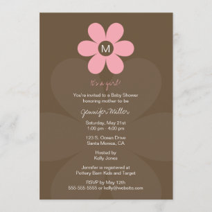 Invitación a Baby Shower de Chica monograma modern