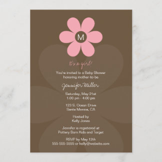 Invitación a Baby Shower de Chica monograma modern