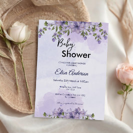 Invitación a Baby Shower de Chica morado floral