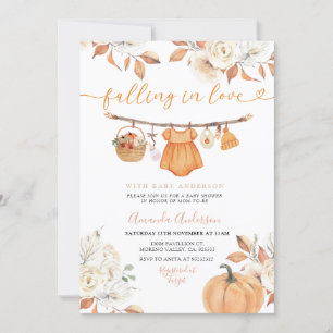 Invitación a Baby Shower de chica otoño Clotheslin