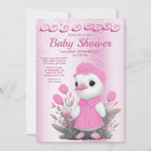 Invitación a Baby Shower de Chica Pink Duck