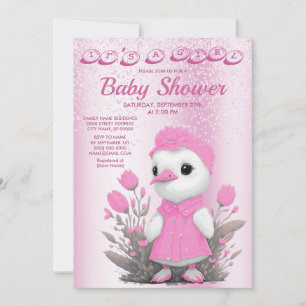 Invitación a Baby Shower de Chica Pink Duck