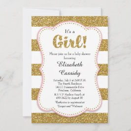 Invitación a Baby Shower de Chica Purpurina Gold
