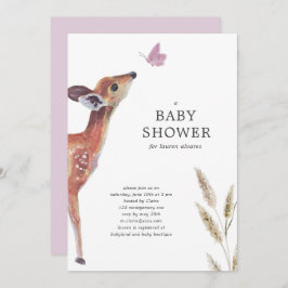 Invitación a Baby Shower de Chica rosa de ciervo m