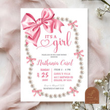 Invitación a Baby Shower de Chica rosa de Coquette