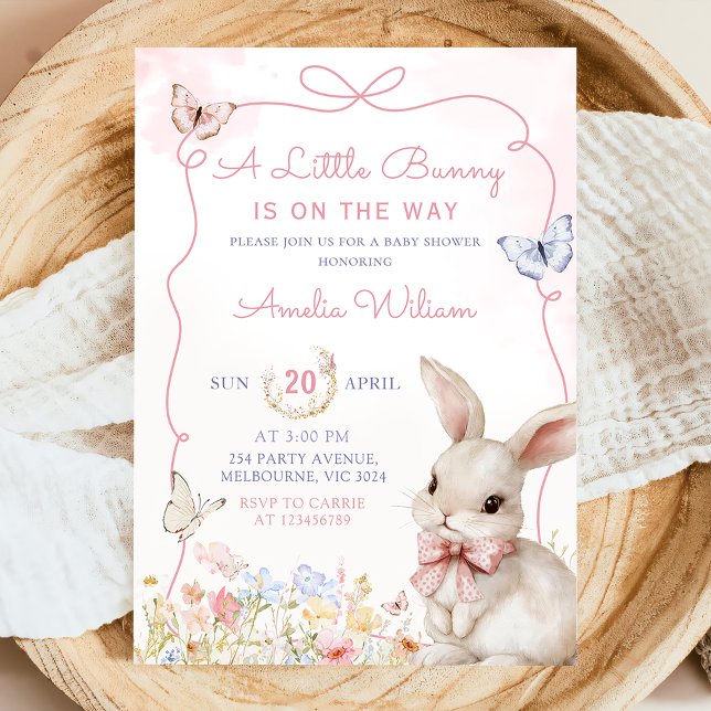 Invitación a Baby Shower de Chica rosado conejo de (Subido por el creador)