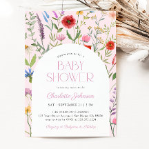 Invitación a Baby Shower de Chica rosado de Flor s